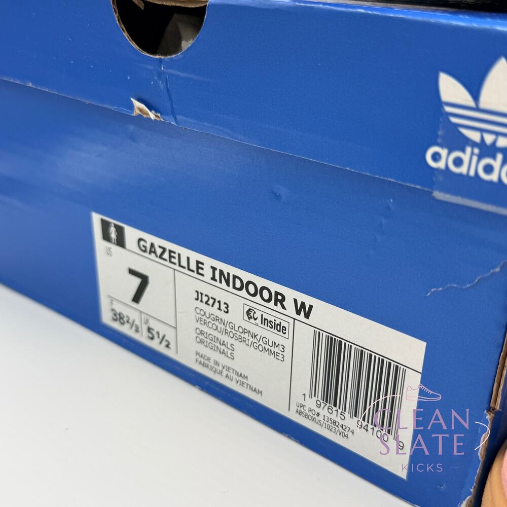 Adidas Gazelle Indoor Court Green Glow Pink W7 NIB - Picture 6 of 6